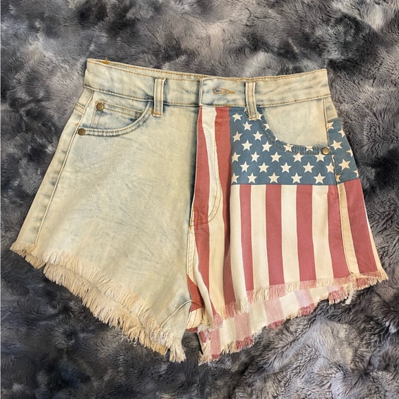Dainty Hooligan Red White and Blue Jean Shorts - Picture 1 of 4